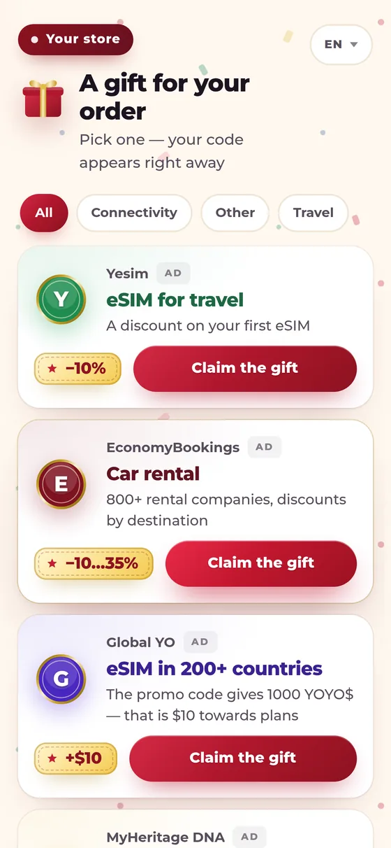 Gets a promo code